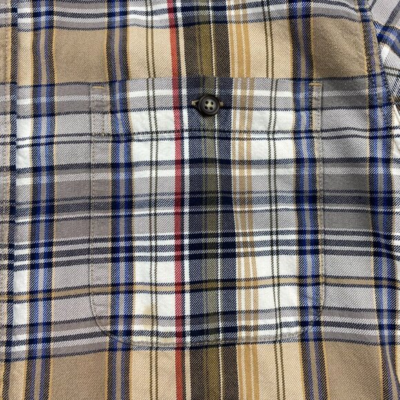 Vintage Eddie Bauer Plaid Shirt Men Small S Brown White Black Preppy Button Up - Picture 3 of 8
